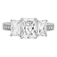 thumbnail image 1 of 3.28 ct Emerald Cut Real Genuine Natural Diamond VS1-VS2 I-J 14K White Gold Three-Stone Promise Wedding Statement Engagement Designer Ring W/ Crystal side stones size 5, 1 of 7
