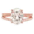 thumbnail image 1 of 3.28 ct Oval Cut Genuine Cultured Diamond VS1-VS2 J-K 14K Rose Gold Promise Wedding Statement Engagement Designer Ring W/ Crystal side stones size 4, 1 of 6