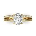 thumbnail image 1 of 2.32 ct Oval Cut Simulated Diamond Solitaire with Accents 18K Yellow Gold Womens Engagement Ring, 1 of 5