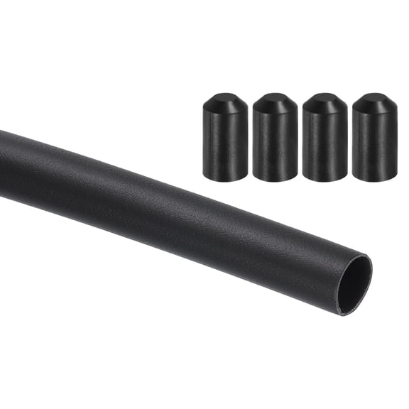3.28 ft 3:1 0.75" ID Ratio Heat Shrink Tubing with Heat Shrink Cap, Black