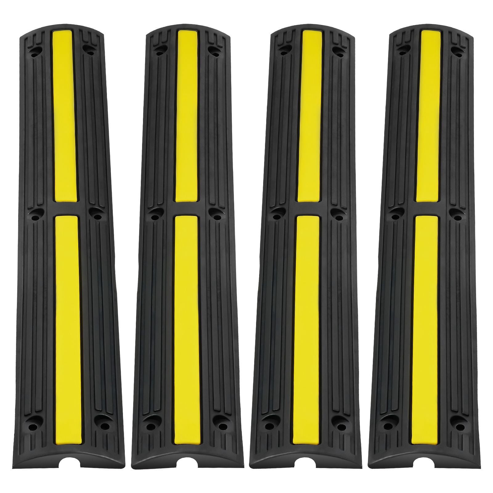 3.28 ft Cable Protector Ramp, 4 Pack of 1 Channel, 18000 lbs/axle Capacity Heavy Duty Rubber Speed Bumps, Floor Cord Cable Protector Wire Cover, for Residential