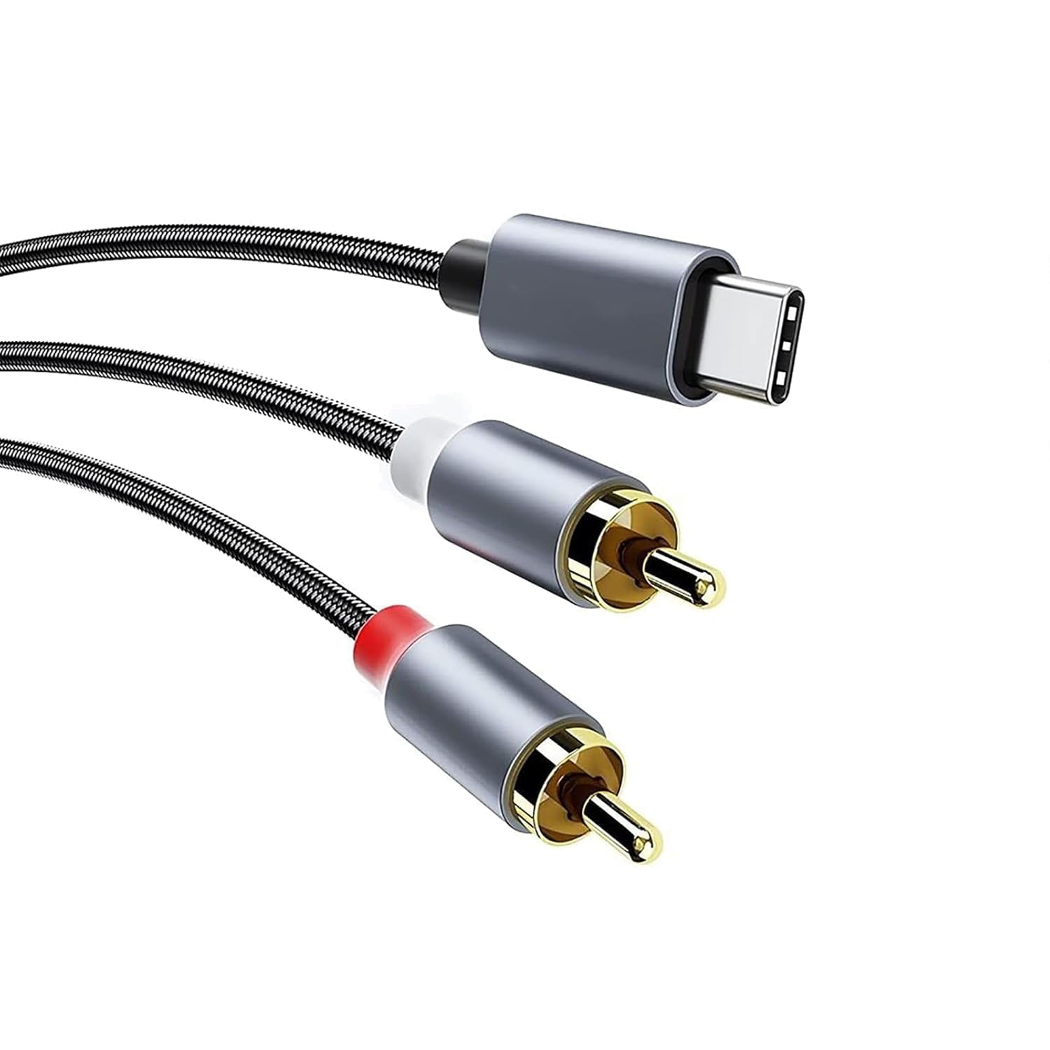 USB-Type CC to Dual RCA Audio Cable Connect Phone/Laptop