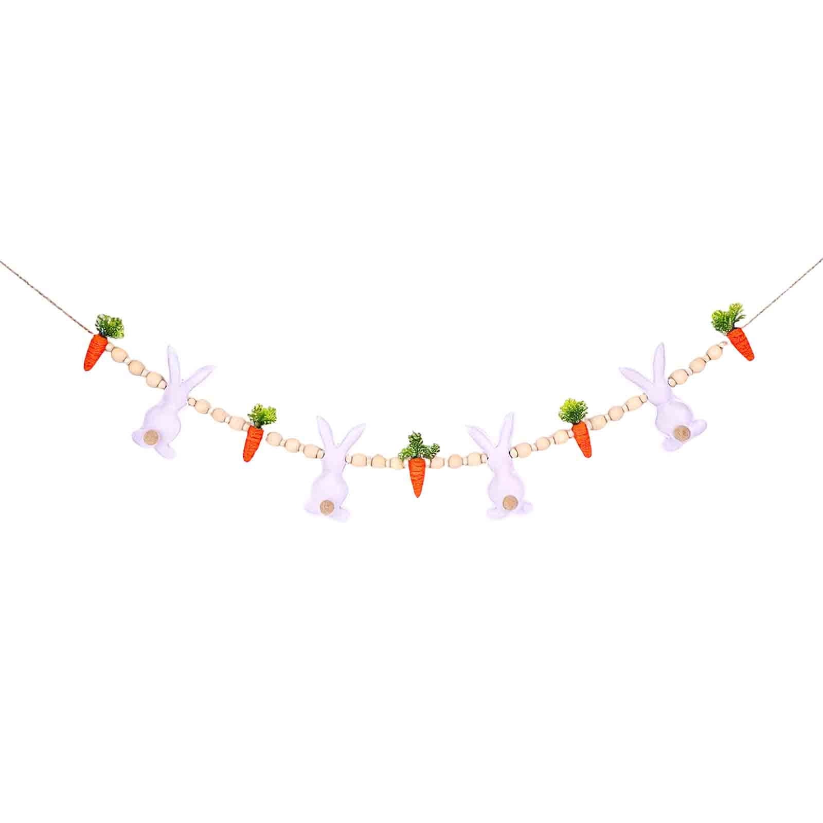 3.28Ft Happy Easter Banner Cute Garland Large Rabbits Bunny with Carrot ...