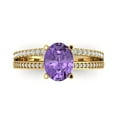thumbnail image 1 of Solitaire with Accents Engagement Ring for Women - 2.32ct Simulated Alexandrite in 14K Yellow Gold Promise Ring, 1 of 7