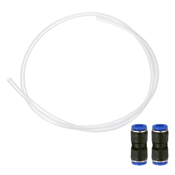 3.28ft Tubing Hose, 1/8" ID x 1/4" OD Ultra-Smooth Filament Feeder Tube Pipe with Pneumatic Fittings for Direct Drive Extruder 3D Printer and Gas Conveying Tubing, Clear