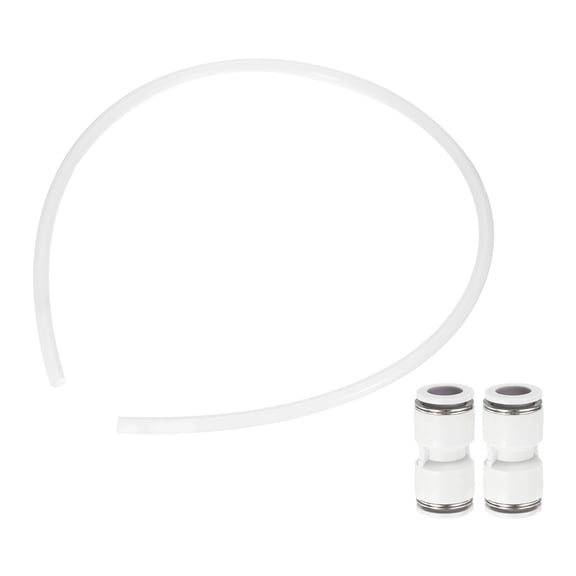 3.28ft Tubing Hose, 10mm ID x 12 mm OD Ultra-Smooth Filament Feeder Tube Pipe with Pneumatic Fittings for Direct Drive Extruder 3D Printer and Gas Conveying Tubing, White
