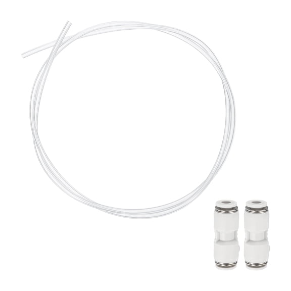 3.28ft Tubing Hose, 2mm ID x 4 mm OD Ultra-Smooth Filament Feeder Tube Pipe with Pneumatic Fittings for Direct Drive Extruder 3D Printer and Gas Conveying Tubing, Clear