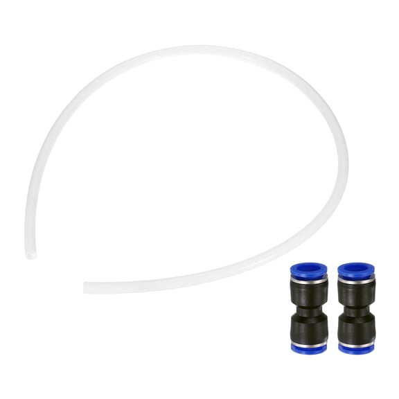 3.28ft Tubing Hose, 3/8" ID x 1/2" OD Ultra-Smooth Filament Feeder Tube Pipe with Pneumatic Fittings for Direct Drive Extruder 3D Printer and Gas Conveying Tubing, White