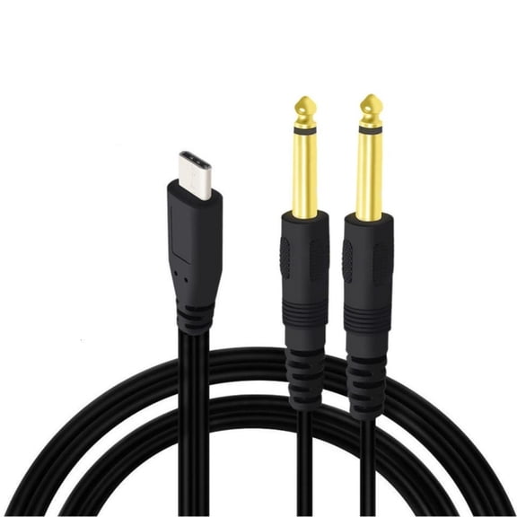 3.28ft USB C Male to 2x6.35mm Male Line Adapter Cable for Music Equipment
