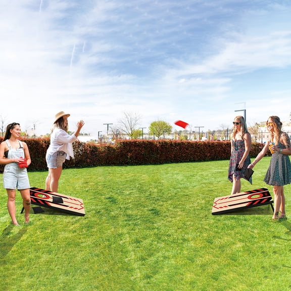 32FT Cornhole Board Set,Wooden Corn Hole Games for Adults Bean Bag Toss Game Set, with Corn Hole Bags Set 8,2 Cornhole Boards