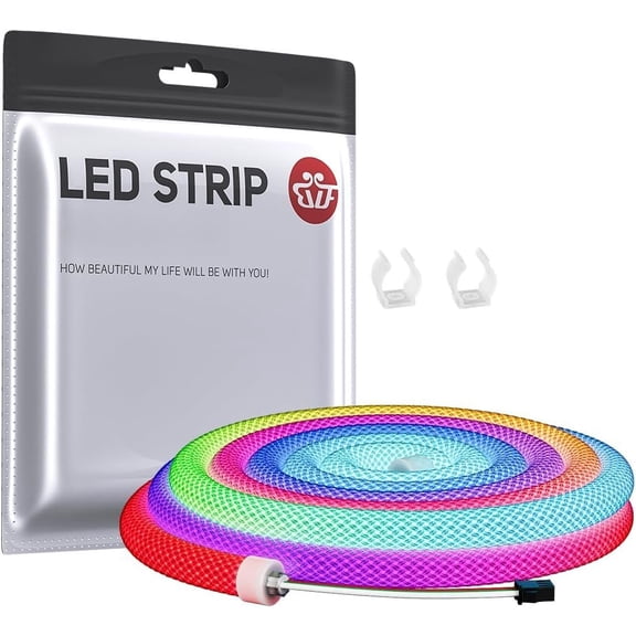 3.2FT WS2811 WS2812B IC 360 Round Reticulate Chasing Color Neon Strip Flexible Nylon IP67 Dream Color Rope Light DC5V(No or Controller)
