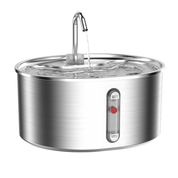 3.2L/108Oz Stainless Steel Cat Water Fountain, Quiet Auto Pet Dispenser, Integrated Filter, High Capacity Multi-Pet Drinker