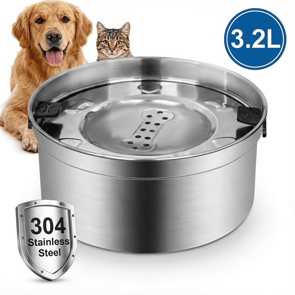 3.2L/135oz No Spill Water Bowl for Dogs,Slow Drinking 304 Stainless Steel Dog Water Bowl for Large Medium Dog