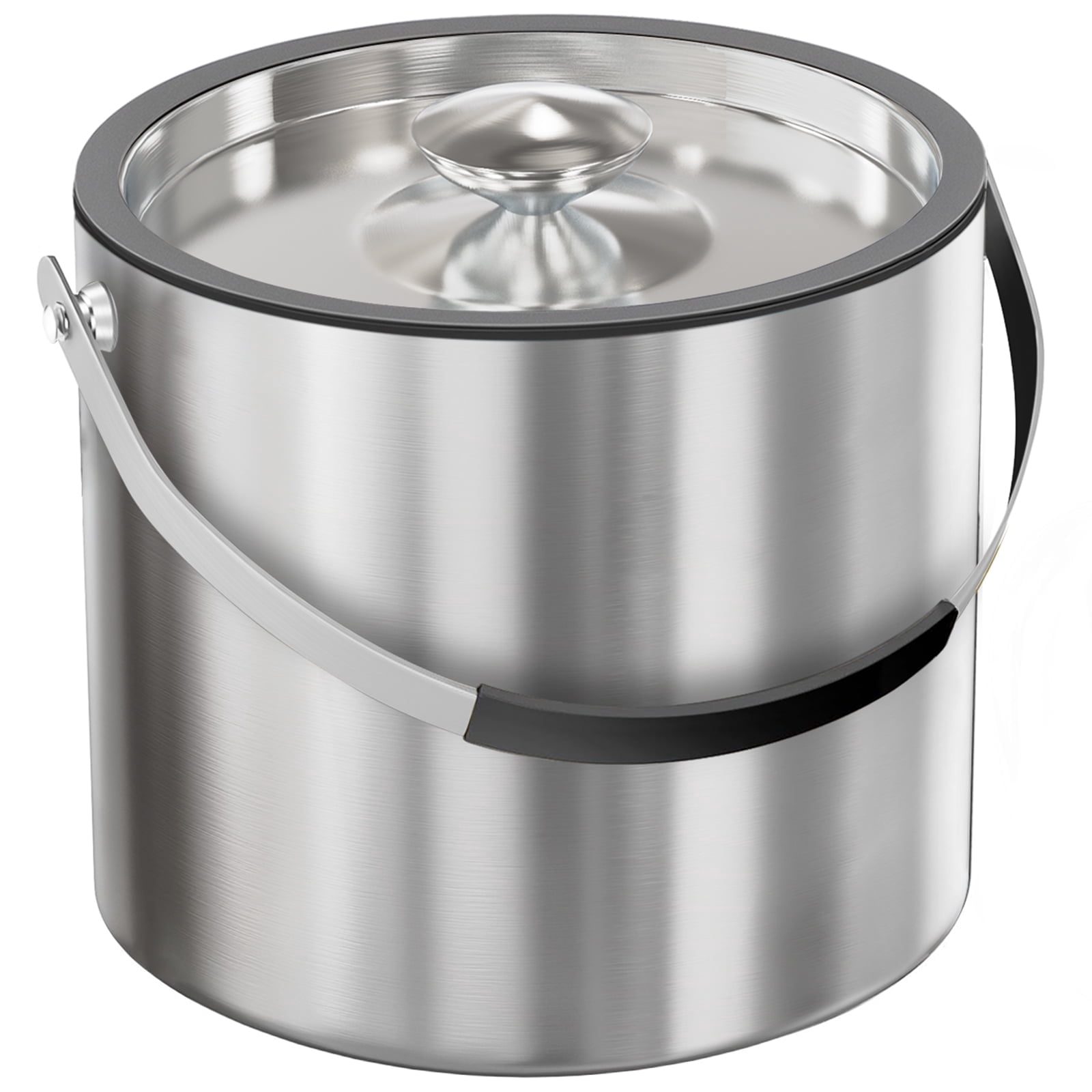 3.2L Double Wall Stainless Steel Ice Bucket with Lid,Scoop, Updated Insulated Ice Bucket for Cocktail Bar and Parties - Walmart.com