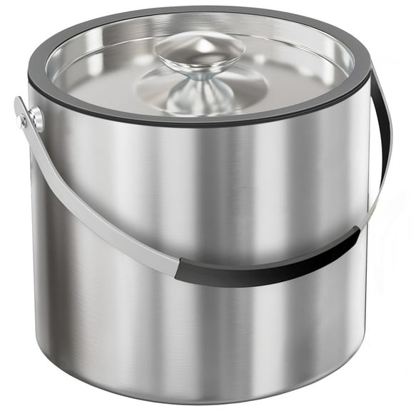 3.2L Double Wall Stainless Steel Ice Bucket with Lid,Scoop, Updated Insulated Ice Bucket for Cocktail Bar and Parties