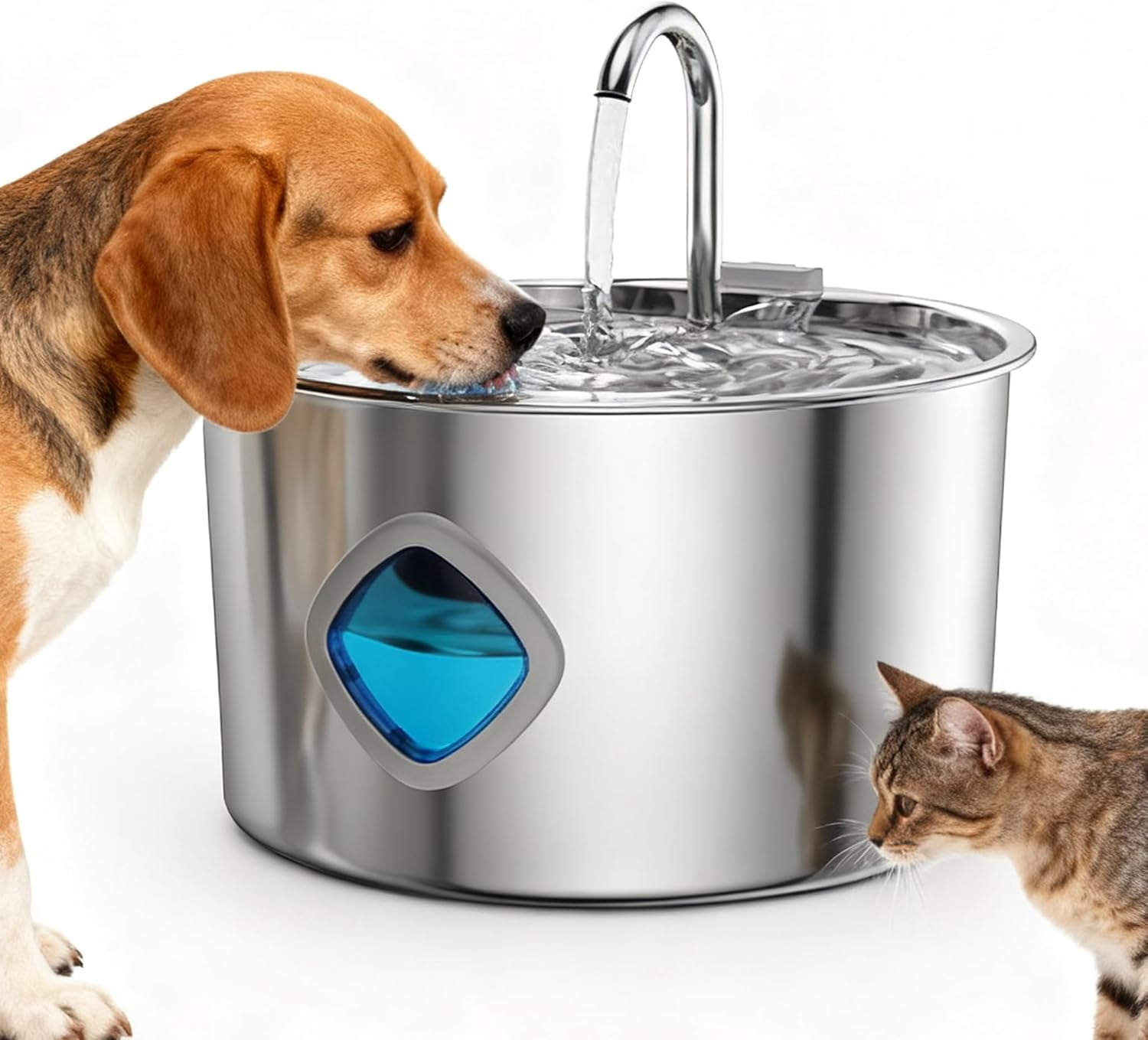3.2L Stainless Steel Dog Water Fountain Bowl - Multi-Layer Water Path, Smooth Flow, Quiet Operation for Dogs & Cats