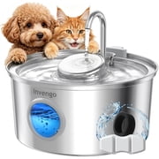 3.2L Stainless Steel Pet Water Fountain, Invengo Automatic Drinking Dispenser with 2 Flow Modes, Quiet Pump for Cats & Small Dogs