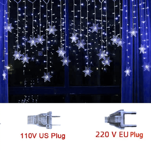 3.2M Christmas Light Led Snowflake Curtain Icicle Fairy String Lights Outdoor Garland Home Party Garden 2023 New Year Decoration
