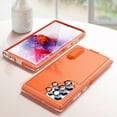 thumbnail image 1 of 3+2PCS Camera Lens Protector + Heavy Rugged Case for Samsung Galaxy S22 Ultra, Dteck Metal 9H Tempered Glass Camera Cover, Stand Protective Phone Case - Orange, 1 of 7