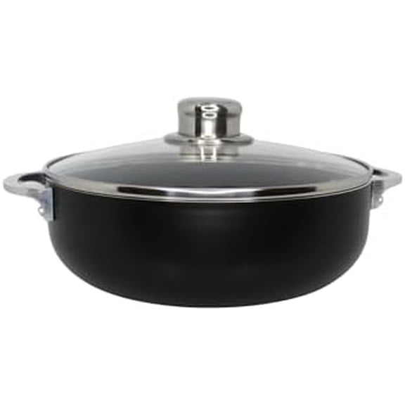3.2Qt Bistro Ceramic Nonstick Caldero/Dutch Oven with Glass Lid, Black
