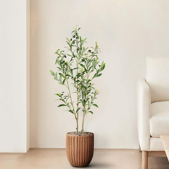 Ldnio Olive Tree Artificial 3.2 ft Olive Plant Indoor, Faux Plants with Realistic Leaf & Natural Wood Trunk, Fake Potted Tree for Home Office Living Room Decor
