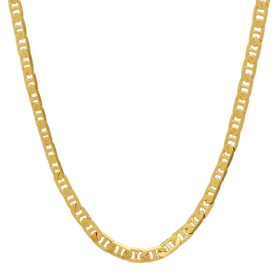 3.2mm 24k Yellow Gold Plated Flat Mariner Chain Necklace, 22 inches