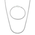thumbnail image 1 of 3.2mm .925 Sterling Silver Diamond-Cut Twisted Rope Chain Necklace + Bracelet Set, 20" (Necklace) + 8" (Bracelet), 1 of 7
