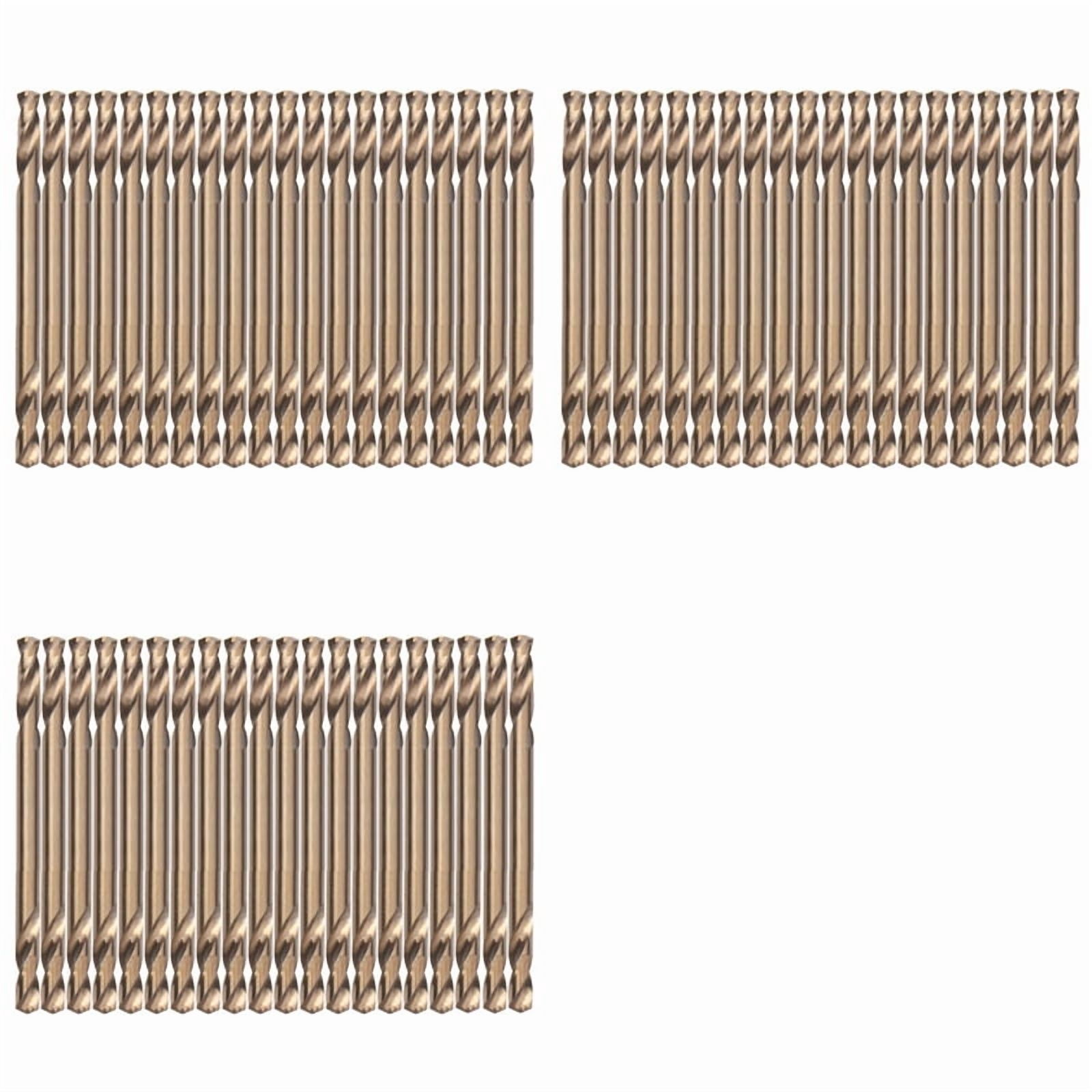 3.2mm Cobalt Drill Bits(60PCS),M35 HSSCO High Speed Steel Double Ends Stubby Body Twist Drill Bit Set for Hardened Metal