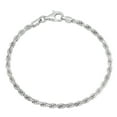 thumbnail image 1 of 3.2mm Diamond-Cut Rhodium Plated Silver Twisted Rope Chain Link Bracelet, 9 inches, 1 of 5