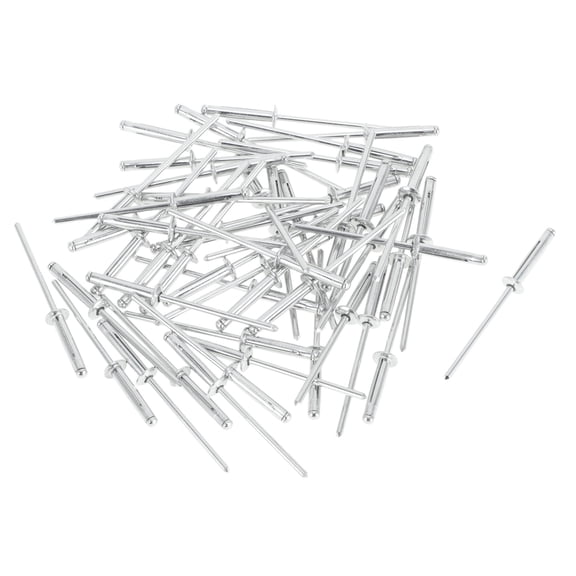 3.2mm Grip Diameter 17mm Grip Length 6mm Flange Diameter Dome Head Tri-Fold Rivets Repairing Tool Assortment Kit Aluminum 50 Pcs