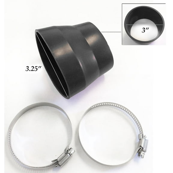 3"-3.25" Air Intake Intercooler Rubber Coupler With Clamps BLACK
