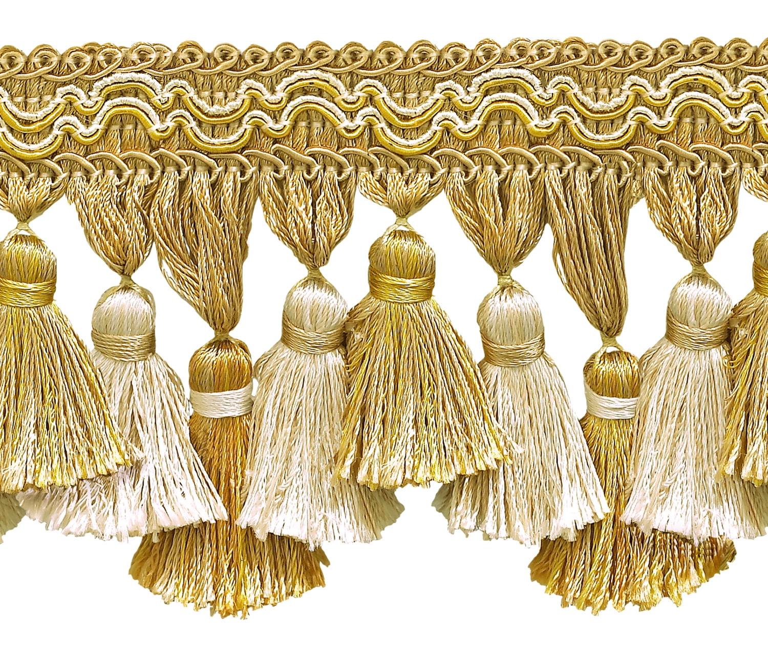 DÉCOPRO Tassel Fringe Trim - 3 3/4 Inch Seaside Green Decorative Border For Curtains & Pillows