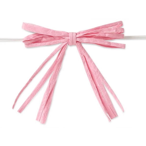 3-3/4" Azalea Pink Pre-Tied Raffia Paper Bows, 18 pack
