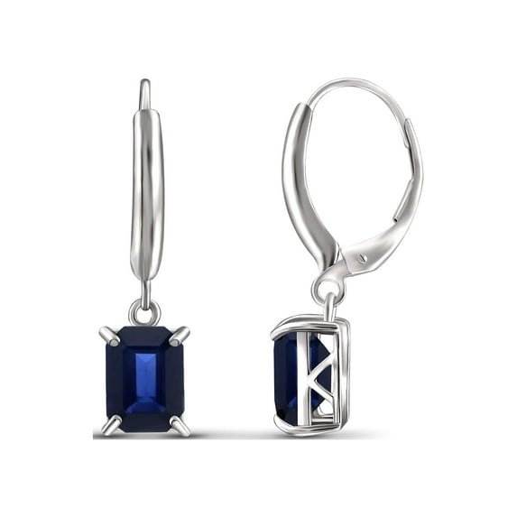 3-3/4 Carat T.G.W. Sapphire Sterling Silver Drop Earrings