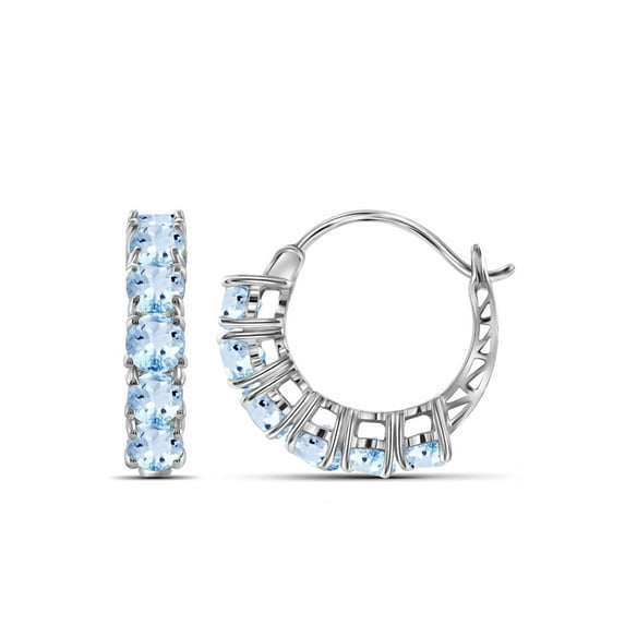 3 3/4 Carat T.G.W. Sky Blue Topaz Sterling Silver Hoop Earrings