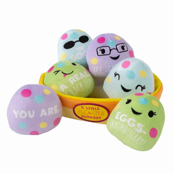 3 3/4" Easter Whimsy Support Squishy Plush Eggs Basket Set - 7 Pc.