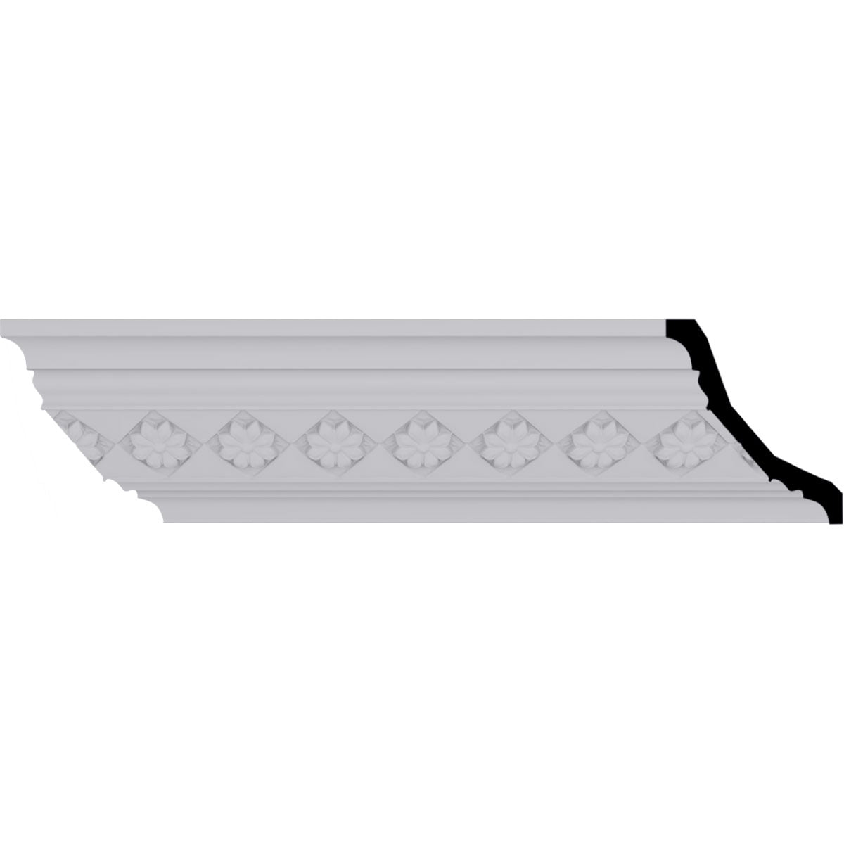 White Urethane Decorative Crown Moulding 94.5" Length