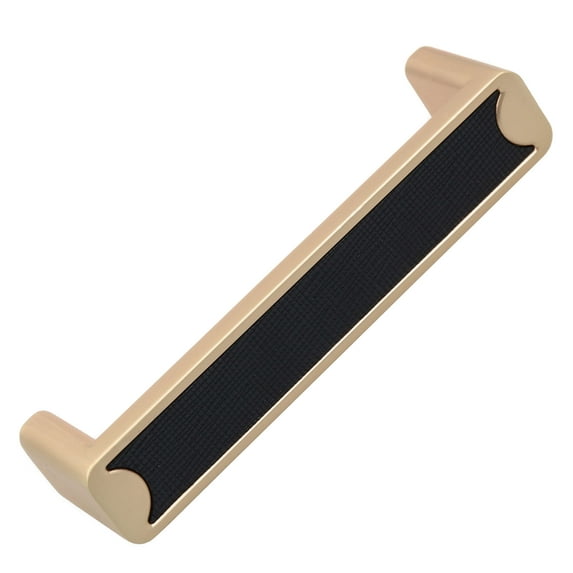 3-3/4 in. Center Embossed Leather Strip Rectangle Cabinet Pulls, Satin Gold