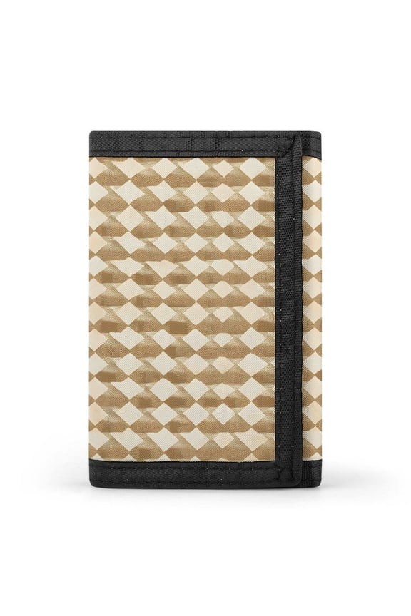 3.35in Three-Fold Wallet Is Compact In Size Convenient To Carry Easy To Open And Close And Durable Tan Houndstooth Vintage Texture Hand-drawn Sketch_1