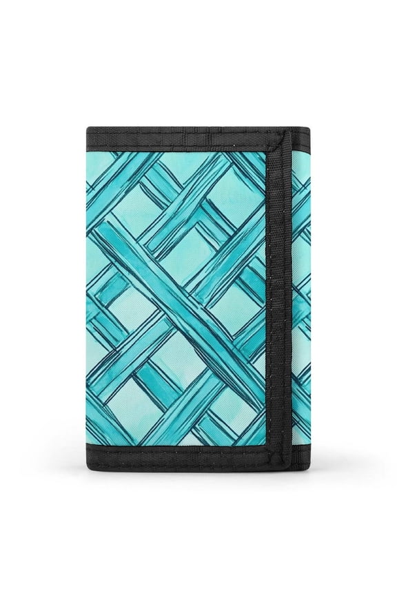 3.35in Three-Fold Wallet Is Compact In Size Convenient To Carry Easy To Open And Close And Durable Turquoise Moroccan Trellis Hand-drawn Sketch_62922_2