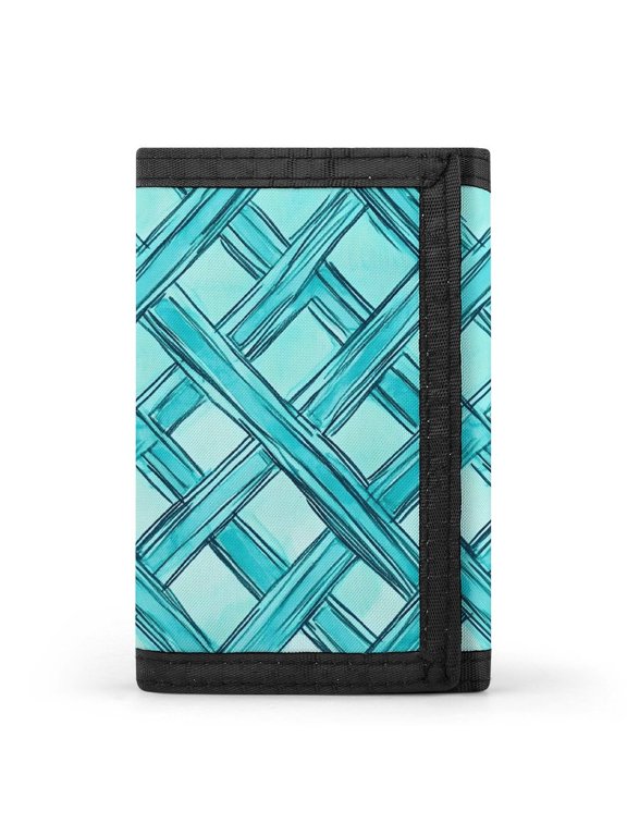3.35in Three-Fold Wallet Is Compact In Size Convenient To Carry Easy To Open And Close And Durable Turquoise Moroccan Trellis Hand-drawn Sketch_62922_2