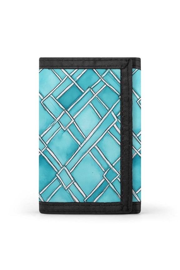 3.35in Three-Fold Wallet Is Compact In Size Convenient To Carry Easy To Open And Close And Durable Turquoise Moroccan Trellis Hand-drawn Sketch_62922_3