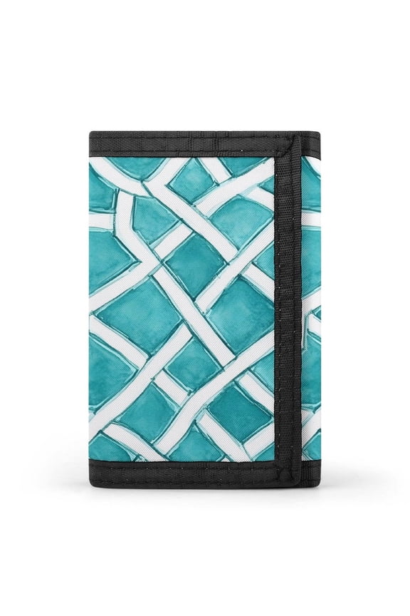 3.35in Three-Fold Wallet Is Compact In Size Convenient To Carry Easy To Open And Close And Durable Turquoise Moroccan Trellis Hand-drawn Sketch_62922_4