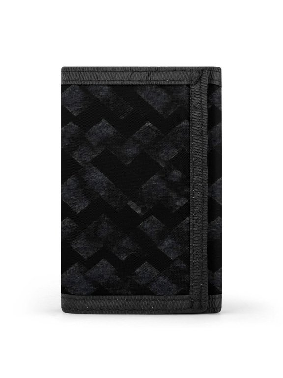 3.35in Three-Fold Wallet Is Compact In Size Convenient To Carry Easy To Open And Close And Durable Black Houndstooth Vintage Texture_1