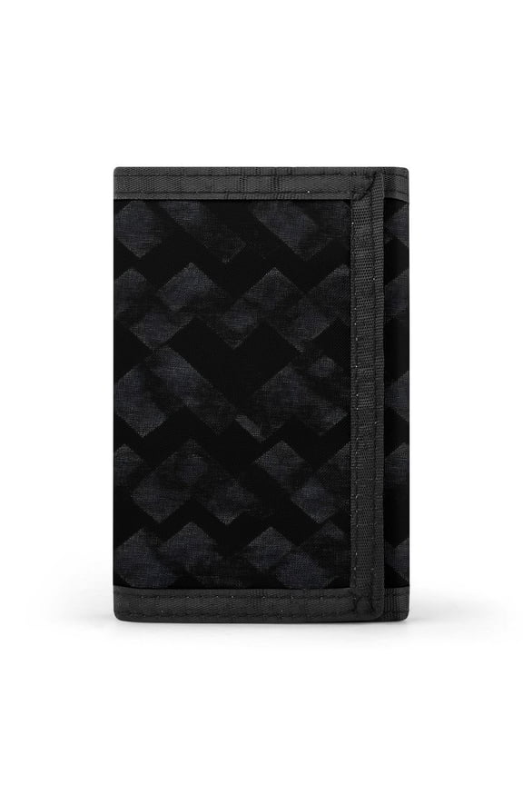 3.35in Three-Fold Wallet Is Compact In Size Convenient To Carry Easy To Open And Close And Durable Black Houndstooth Vintage Texture_1