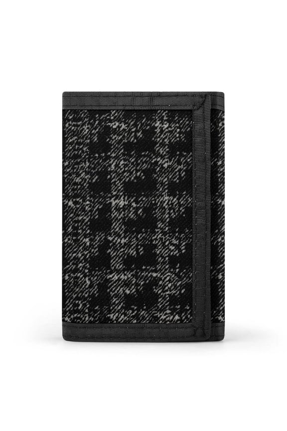 3.35in Three-Fold Wallet Is Compact In Size Convenient To Carry Easy To Open And Close And Durable Black Houndstooth Vintage Texture_2