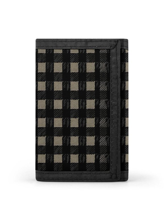 3.35in Three-Fold Wallet Is Compact In Size Convenient To Carry Easy To Open And Close And Durable Black Houndstooth Vintage Texture_85706_3