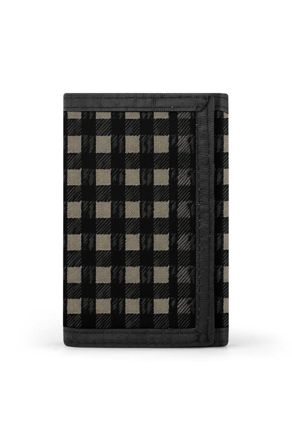 3.35in Three-Fold Wallet Is Compact In Size Convenient To Carry Easy To Open And Close And Durable Black Houndstooth Vintage Texture_85706_3