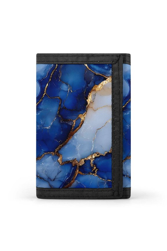 3.35in Three-Fold Wallet Is Compact In Size Convenient To Carry Easy To Open And Close And Durable Blue And White Gold Marble