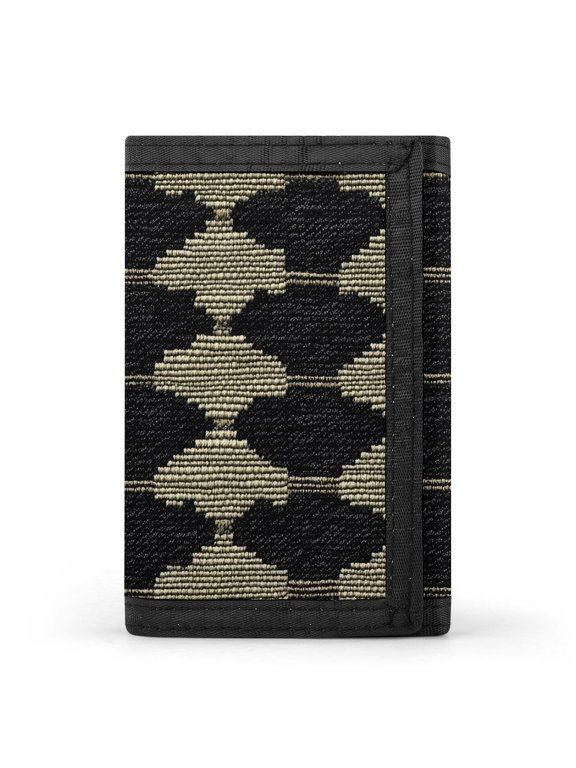 3.35in Three-Fold Wallet Is Compact In Size Convenient To Carry Easy To Open And Close And Durable DarkVoilet Houndstooth Checkered_1